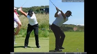 Jon Rahm golf swing  Long Iron faceon amp downtheline July 2017 [upl. by Elery]