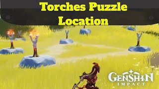 Luhua Pool Torch puzzle Genshin impactTorches Puzzle Sealed Chest location [upl. by Retxed]