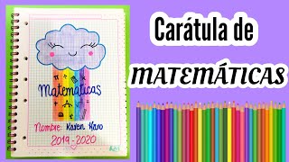 Carátula para MATEMÁTICAS  Portada fácil y bonita [upl. by Etnohs]