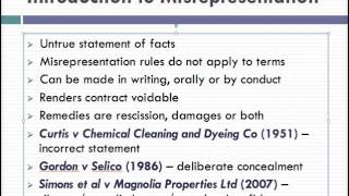 Misrepresentation Lecture 1 of 4 [upl. by Jerrold]