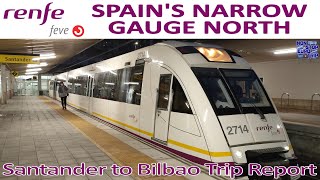 SPAINS NARROW GAUGE NORTH  RENFE FEVE SANTANDER TO BILBAO REVIEW  SPANISH TRAIN TRIP REPORT [upl. by Pellet]