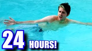 24 Hours In A Swimming Pool Challenge [upl. by Fairleigh]