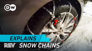 Driving safely with snow chains  Explains [upl. by Akimrej]