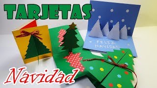 HAZ TARJETAS DE NAVIDAD FÁCILES  4 ideas DIY  EASY CHRISTMAS CARDS [upl. by Grimaldi]